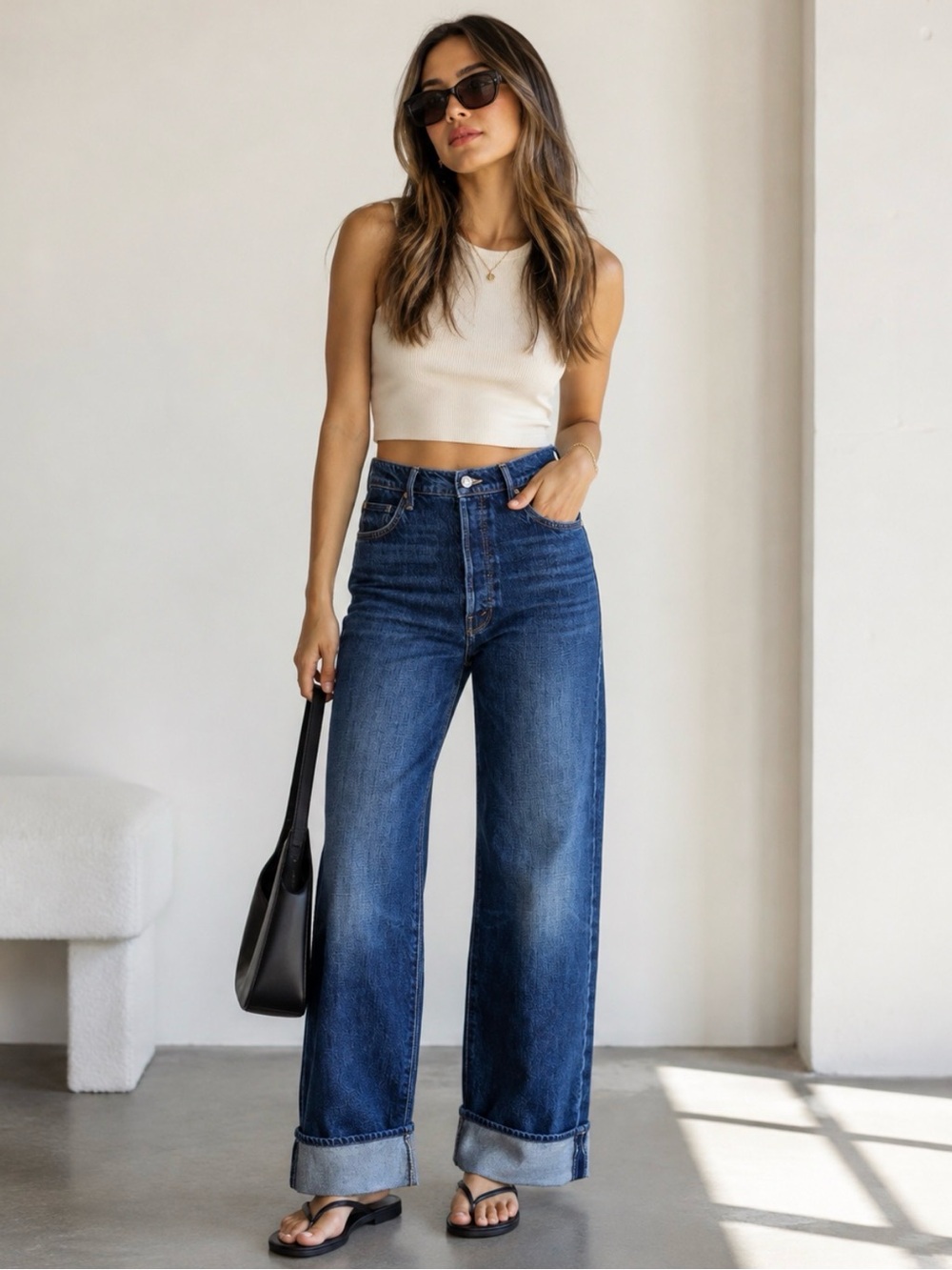 MOTHER The Spitfire Nerdy Cuff Jeans Size 24 Did You Bring Me Anything Wide Leg